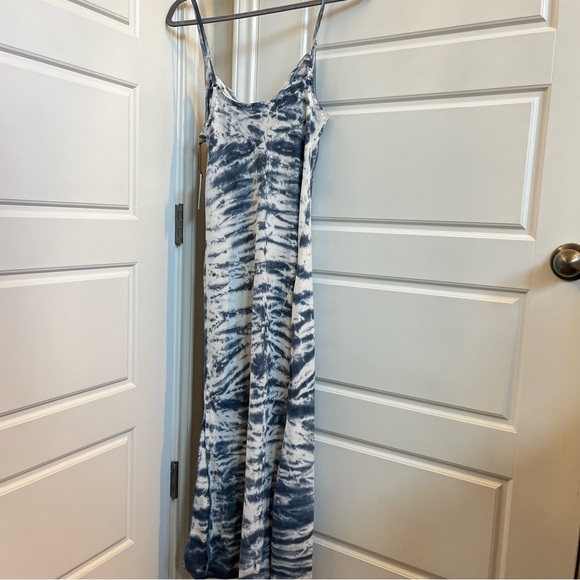 Bella Dahl Maxi Bias Slip Dress Indigo Chevron Dye NWT Size Small - Picture 6 of 7